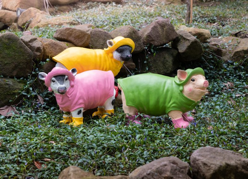 Animal figure with raincoat and rubber boots 42x18x30cm lamb - Image 2