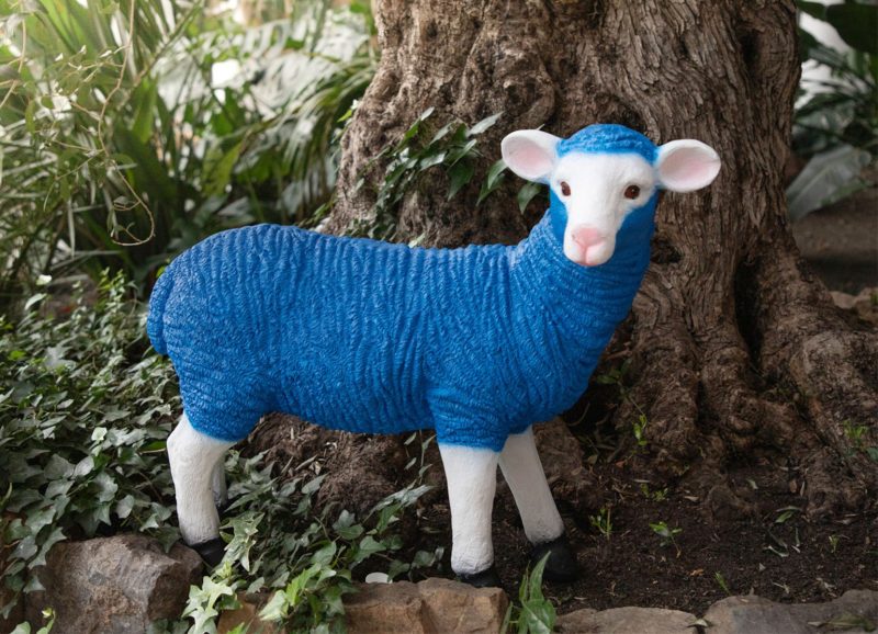 XXL Garden Decoration Figure Sheep 60x70cm Royal Blue